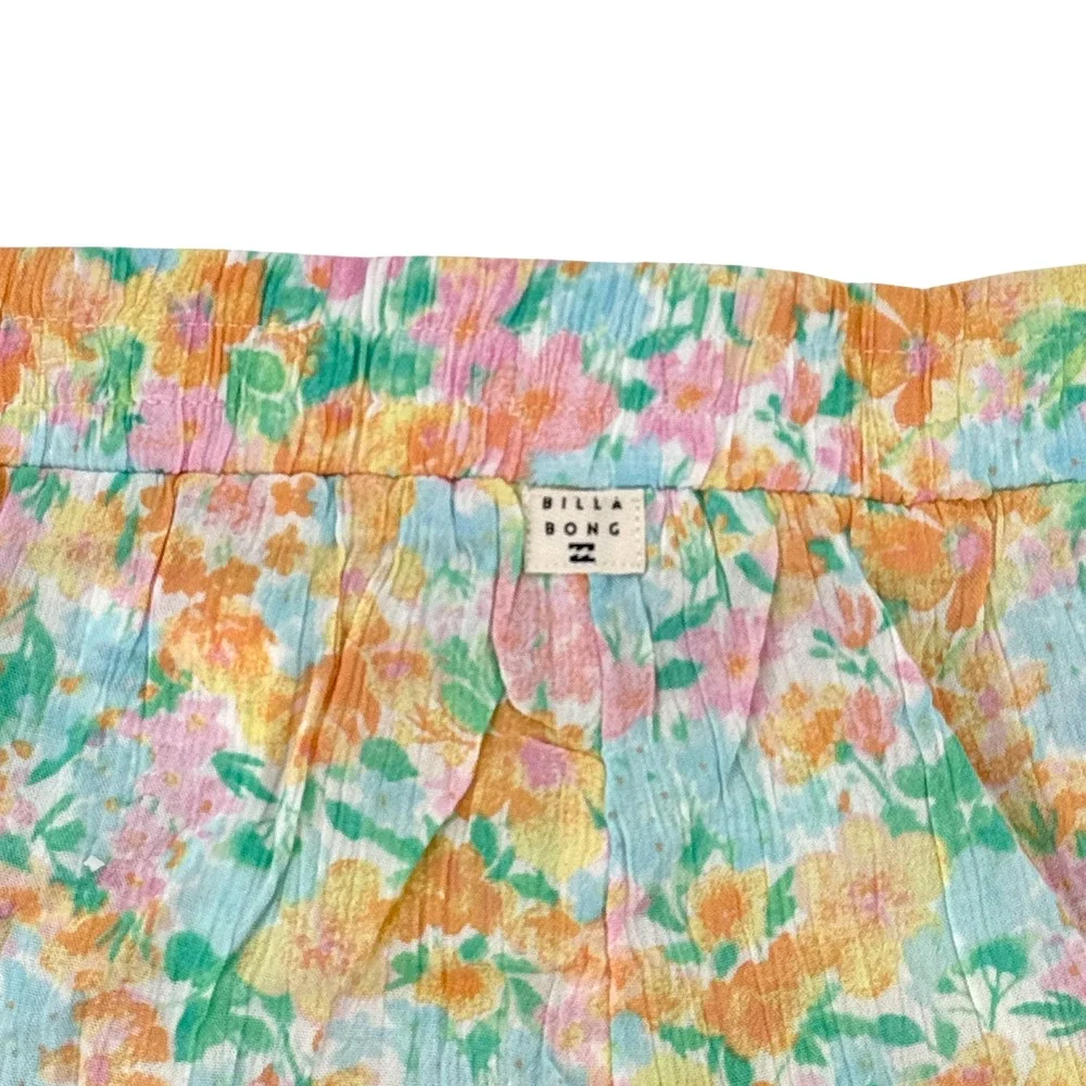 Billabong Mad For You Gauze Crinkle Floral Watercolor Shorts Girls Sz M 10